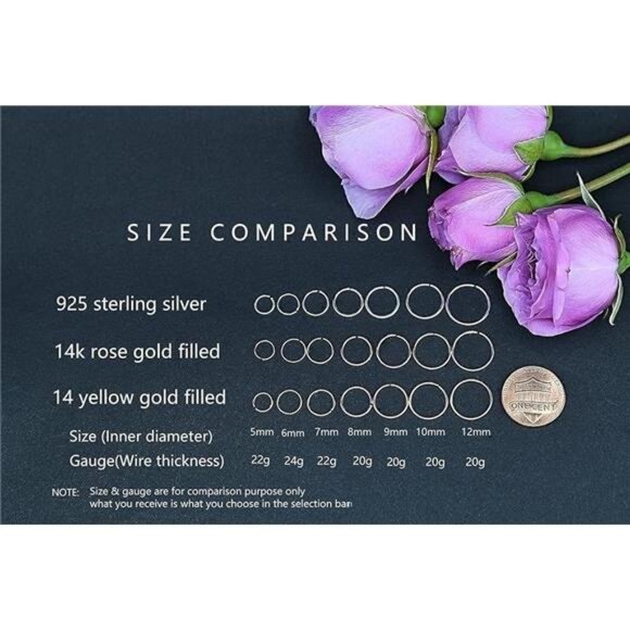 7mm Small Sterling Silver Cartilage Nose Hoop Earrings for Women - Picture 4 of 10